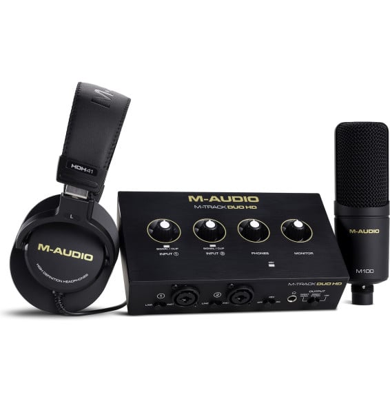 Pack d'enregistrement M-Audio M-Track Duo HD Producer Pack - interface audio USB-C, micro M100 et casque HDH41