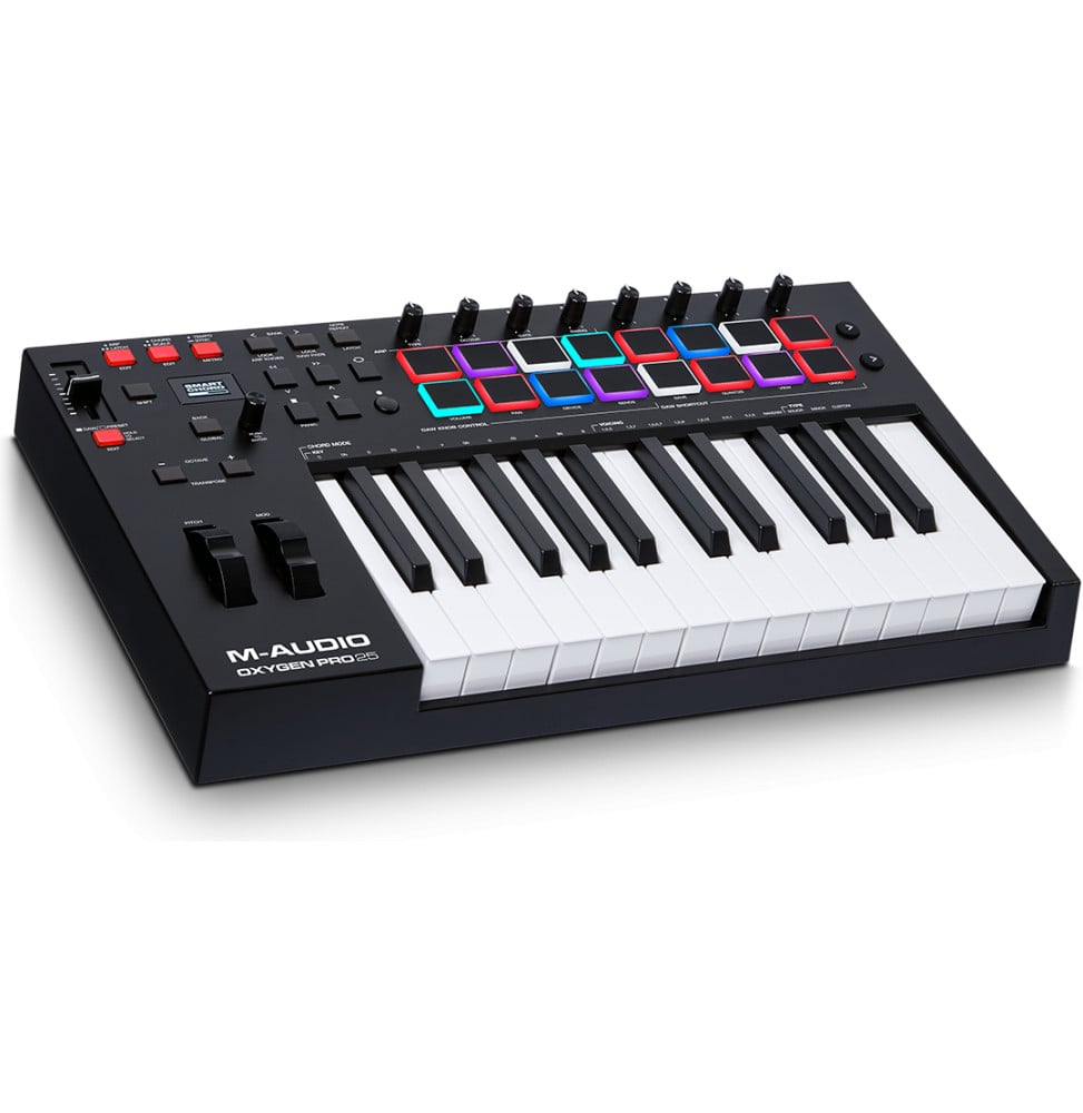 Clavier maître USB-MIDI M-Audio Oxygen Pro 25 - 25 touches semi-lestées, 16 pads RVB, écran OLED