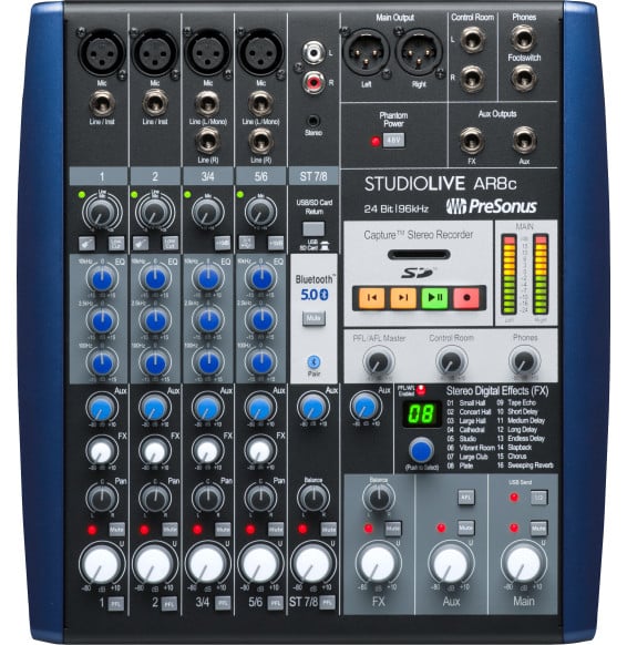 Table de mixage analogique PreSonus StudioLive AR8c, 8 voies, USB-C et Bluetooth
