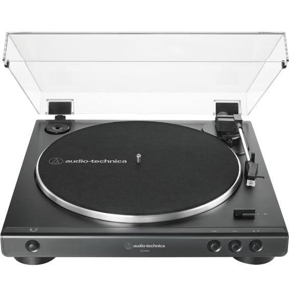 مشغل أسطوانات فينيل أوتوماتيكي Audio-Technica AT-LP60X - مضخم فونو مدمج، دفع بالسير، أسود (AT-LP60X-BK)