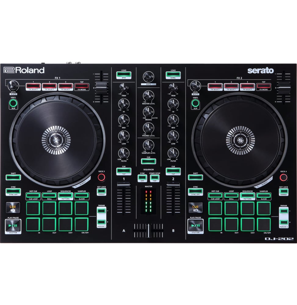 Contrôleur DJ Roland DJ-202 pour Serato DJ Lite - 2 voies, 4 decks, séquenceur et sons TR – vue 2