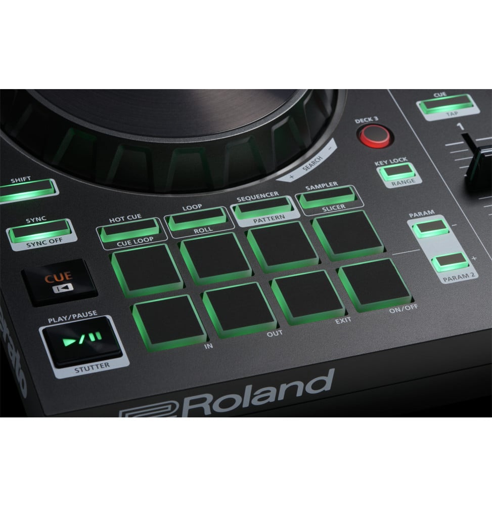 وحدة تحكم DJ Roland DJ-202 لبرنامج Serato DJ Lite - 2 قناة، 4 منصات تشغيل، مُسلسِل وأصوات TR – صورة 4