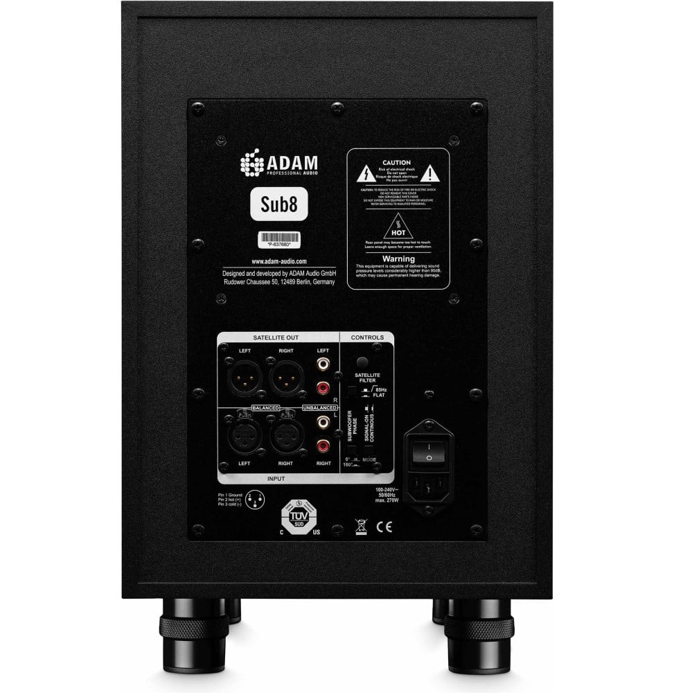 مضخم صوت جهير للاستوديو (سابووفر) ADAM Audio Sub8 - ووفر مقاس 8.5"، 160 W، جهاز تحكم عن بعد – صورة 5