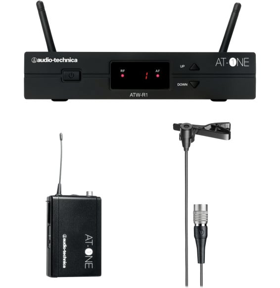 نظام لاسلكي Audio-Technica AT-One ATW-11/P - ميكروفون ياقة ATR35cW، UHF النطاق DE3 (ATW-11/PDE3)