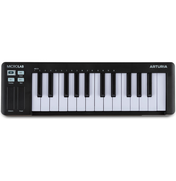 لوحة مفاتيح رئيسية USB-MIDI Arturia MicroLab mk3 سوداء - 25 مفتاحًا، شرائط لمس، USB-C