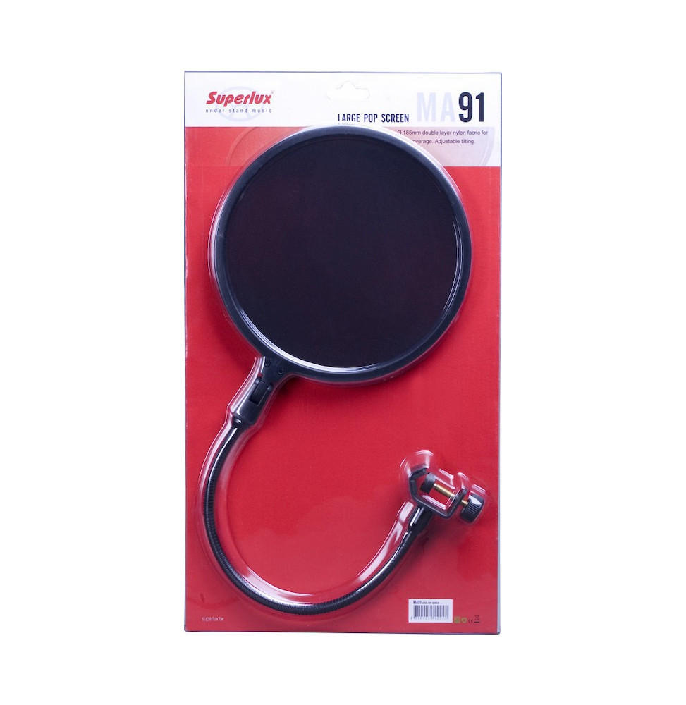 Filtre anti-pop Superlux MA91 - nylon double couche Ø 185 mm, col de cygne – vue 2