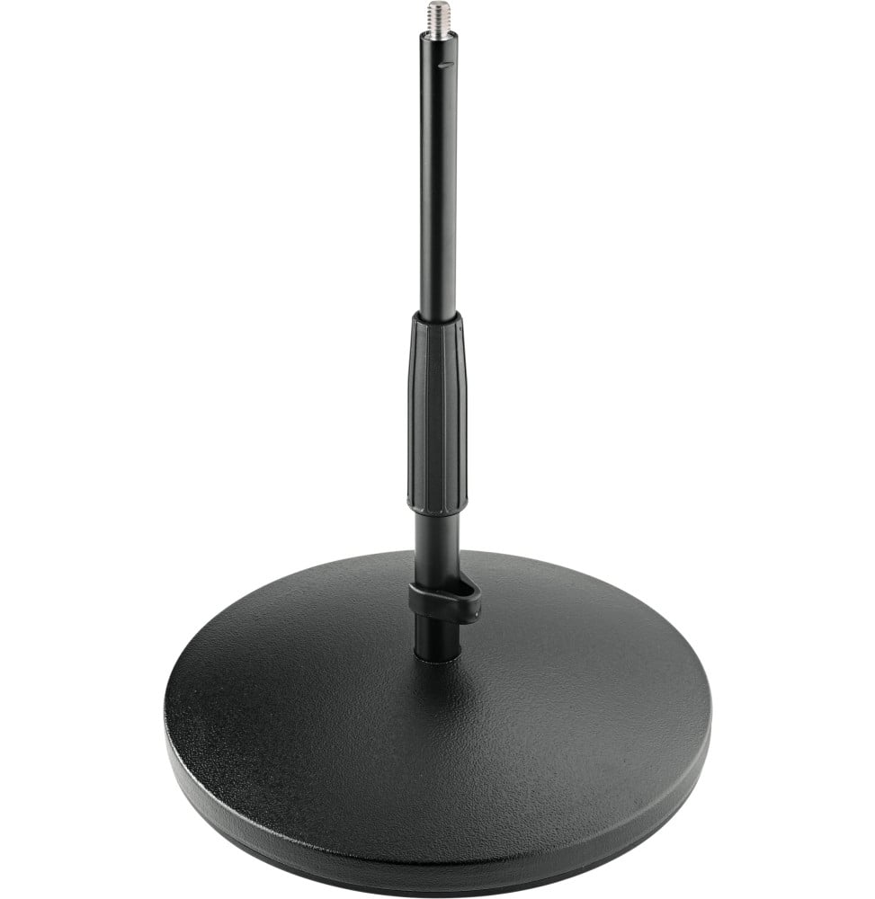 Pied de micro de table K&M 23320, socle rond en fonte, hauteur 23,5 à 36,5 cm - noir (23320-300-55)