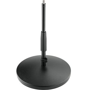 Pied de micro de table K&M 23320, socle rond en fonte, hauteur 23,5 à 36,5 cm - noir (23320-300-55)