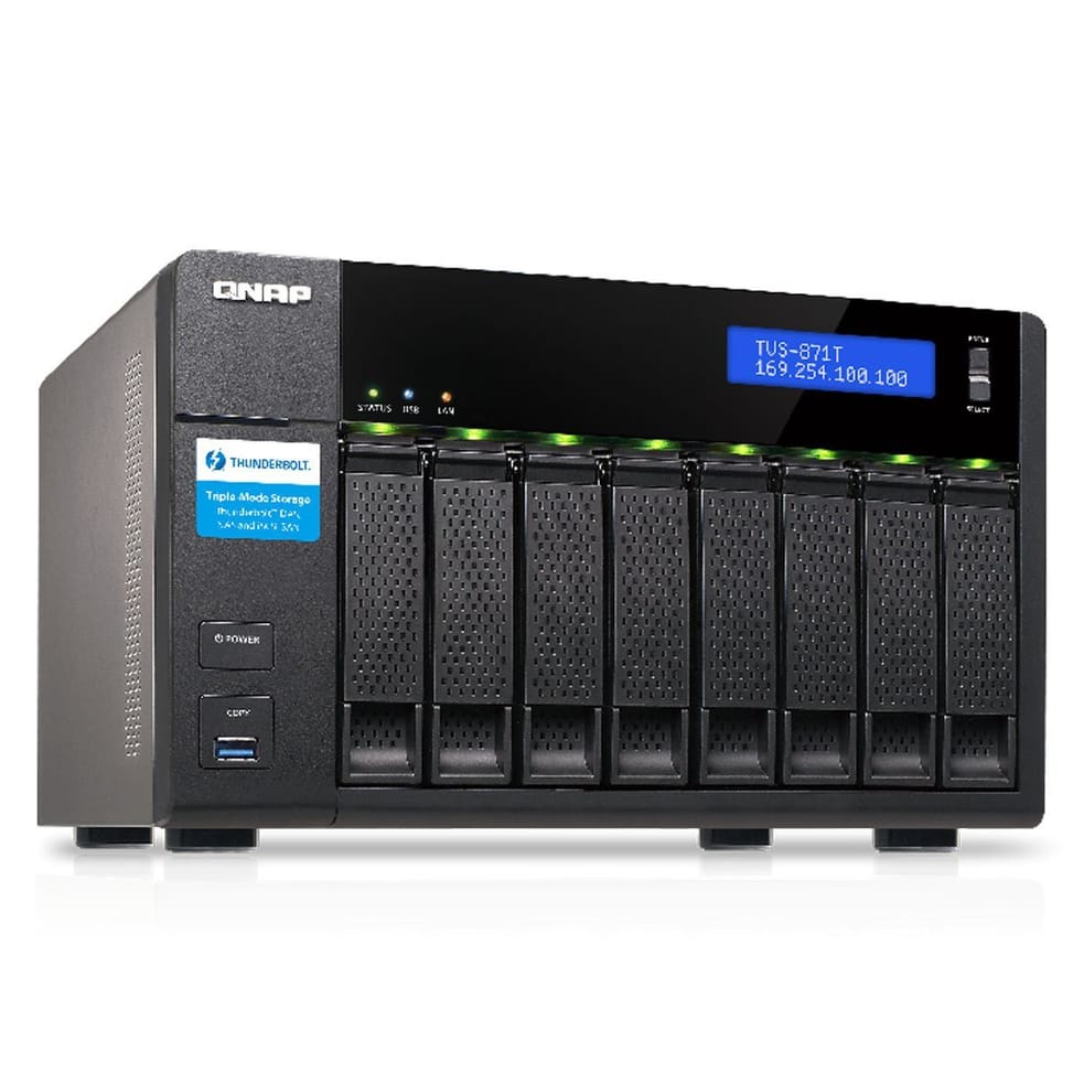 Serveur NAS haute performance pour une triple solution DAS/NAS/SAN iSCSI 8 baies QNAP TVS-871T-i5-16G