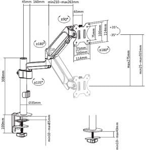 Bras articulé pour écran Quik Lok VSC/001 à vérin à gaz - VESA 75 et 100, écrans 17 à 32" — image 8