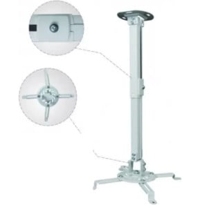 Support plafond pour vidéoprojecteur eyeplay, hauteur réglable de 50 à 80 cm (EY-CM5080-H2W)