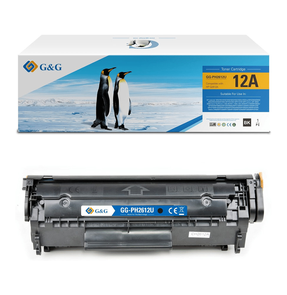Toner compatible G&G équivalent HP 12A Q2612A et Canon 703 Noir (NT-CH2612U)