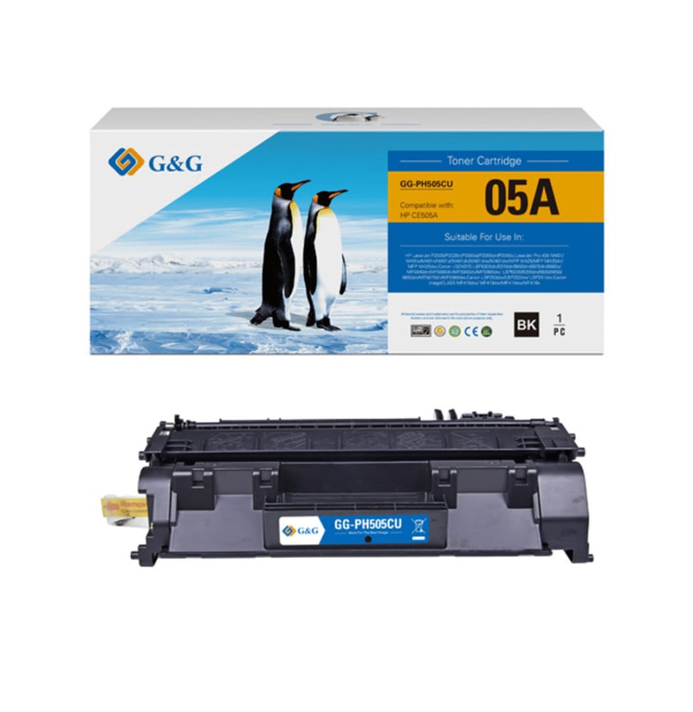 خرطوشة تونر متوافقة G&G بديلة لـ HP 05A CE505A، سوداء (GG-PH505CU)