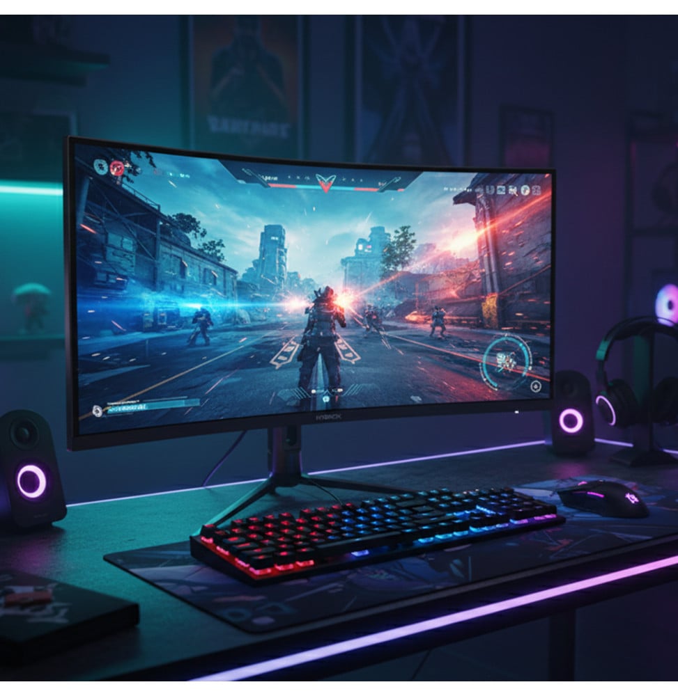 شاشة ألعاب منحنية Hybrok HG34WQHD مقاس 34" بدقة WQHD ولوحة VA – صورة 5