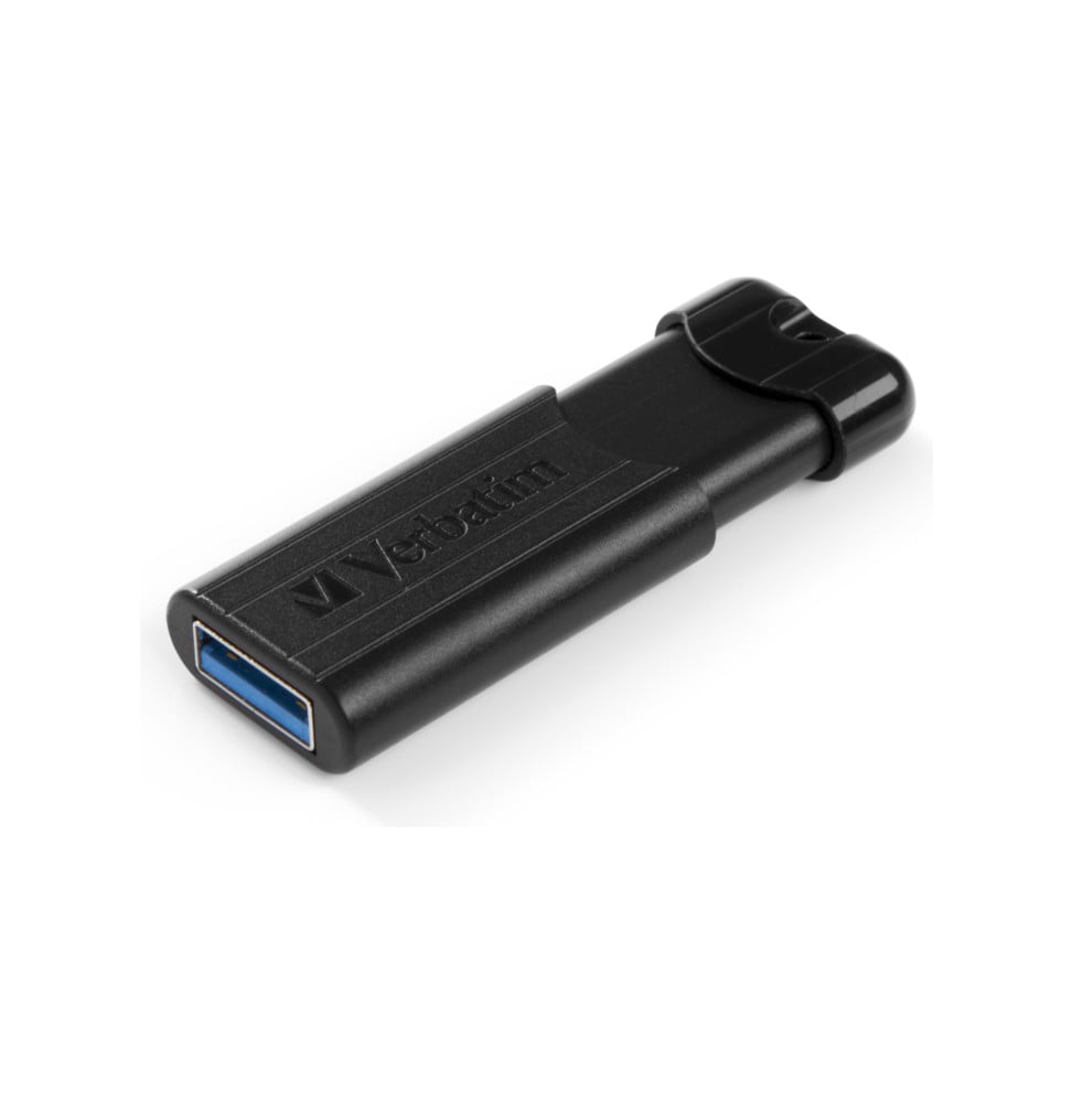 Clé USB 128 Go Verbatim PinStripe USB 3.2 Gen 1 rétractable noire (49319)