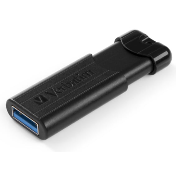 Clé USB 128 Go Verbatim PinStripe USB 3.2 Gen 1 rétractable noire (49319)