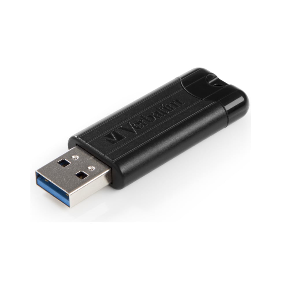 Clé USB 128 Go Verbatim PinStripe USB 3.2 Gen 1 rétractable noire (49319) – vue 2
