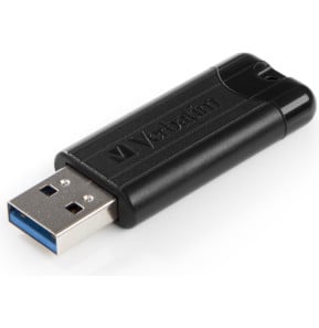 Verbatim PinStripe 128 GB USB 3.2 Gen 1 retractable USB flash drive, black (49319) — image 2
