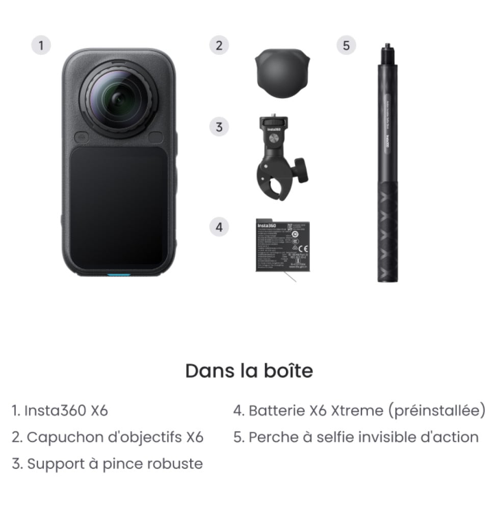 Caméra d'action 360° 8K Insta360 X6 Pack Moto (6942590200368)