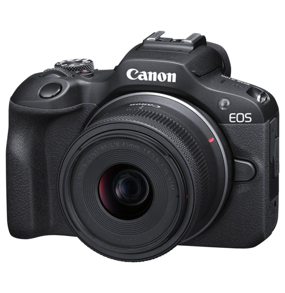 Appareil photo hybride Canon EOS R100 + Objectif RF-S 18-45mm F4.5-6.3 IS STM (4549292214598)