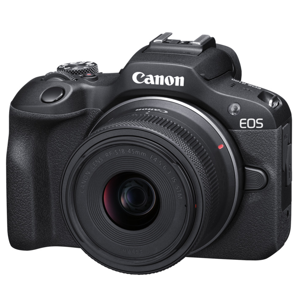 كاميرا Canon EOS R100 بدون مرآة + عدسة RF-S 18-45mm F4.5-6.3 IS STM (4549292214598) — صورة 1