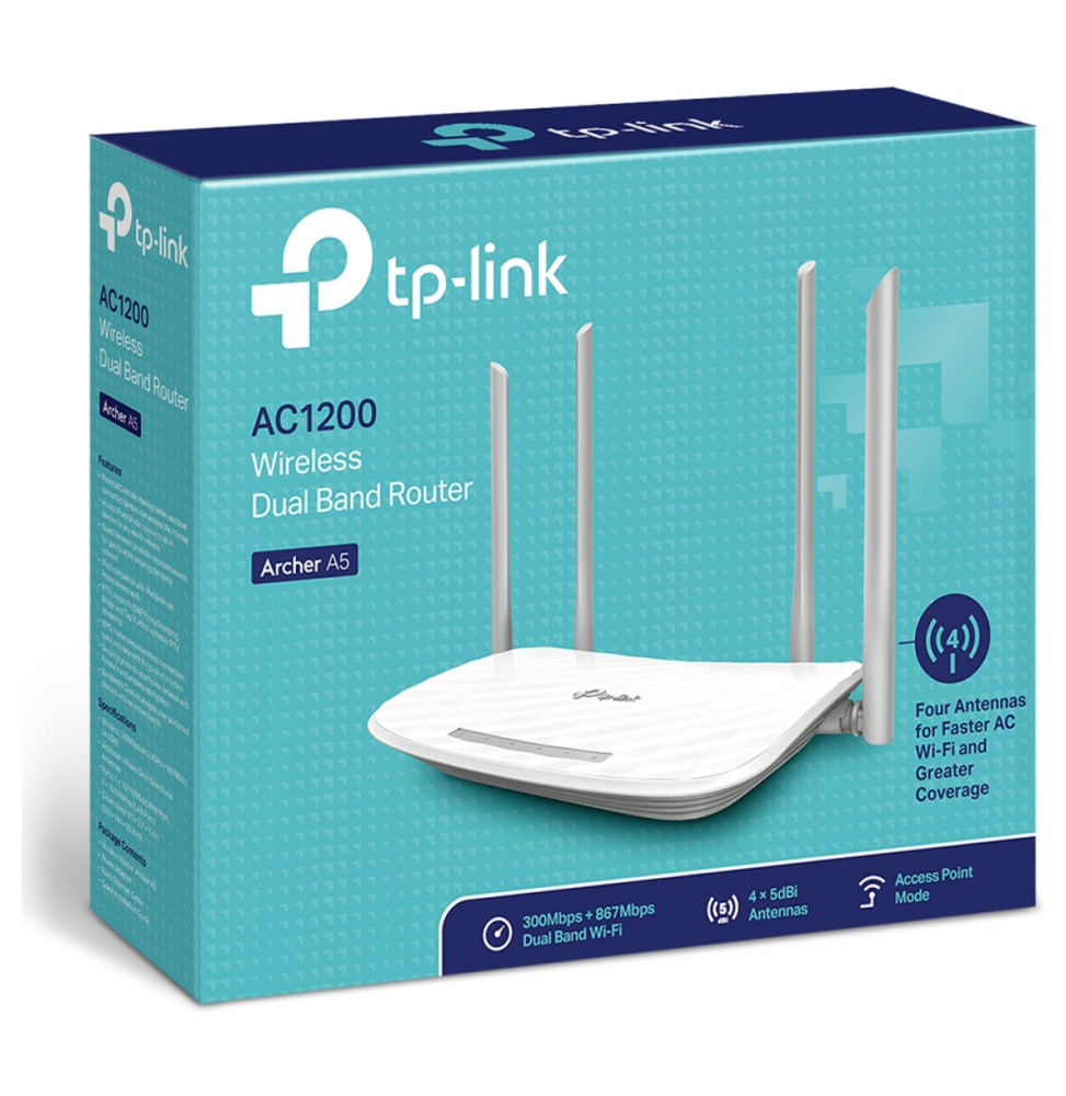 موجّه Wi-Fi من TP-Link طراز Archer A5 AC1200 ثنائي النطاق EasyMesh — صورة 3