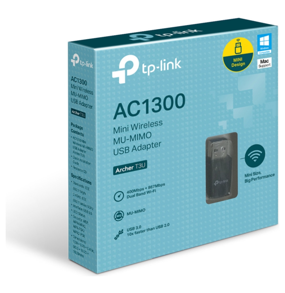 محوّل Wi-Fi USB من TP-Link طراز Archer T3U AC1300 MU-MIMO USB 3.0 — صورة 6