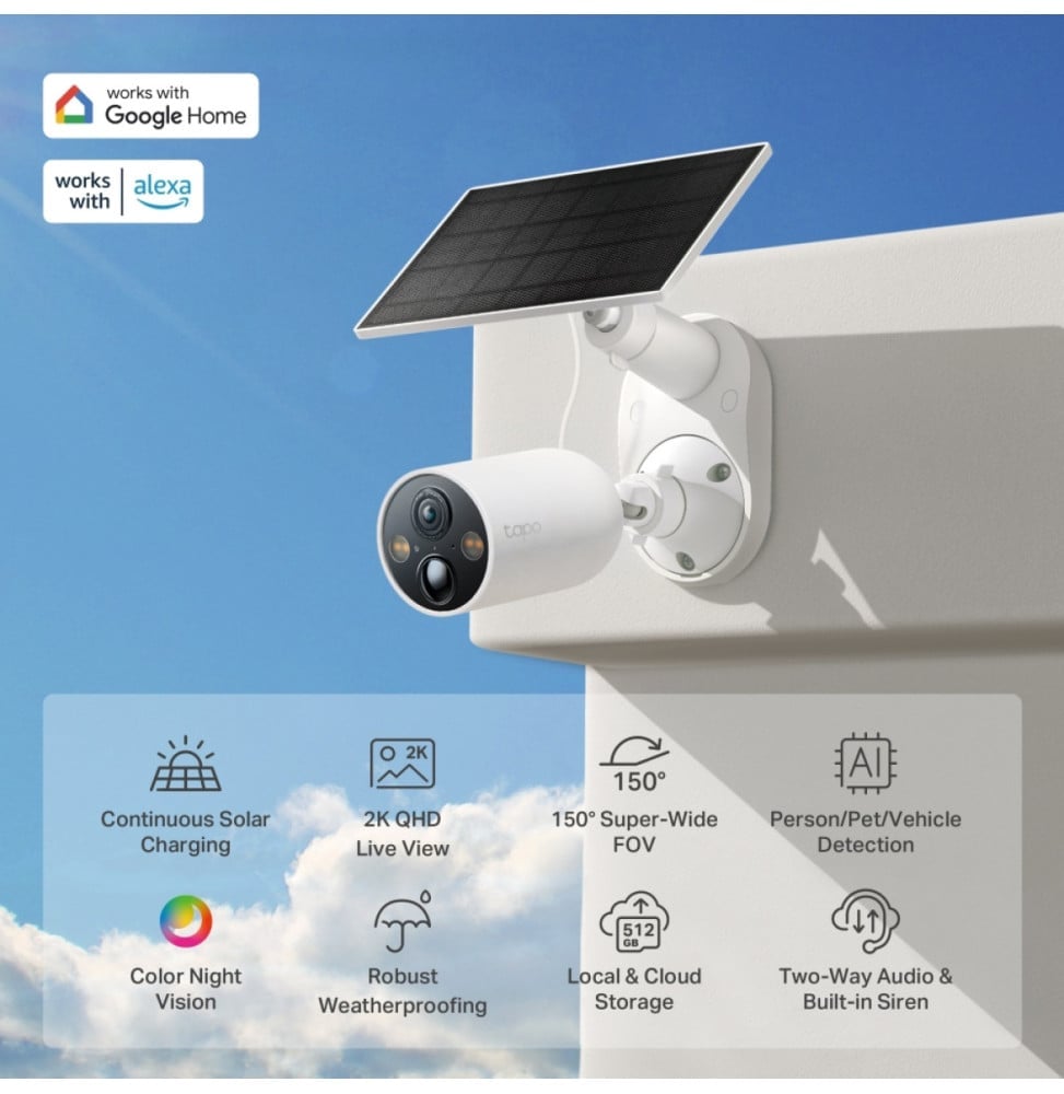 Caméra de surveillance solaire TP-Link Tapo C425 Kit 2K sur batterie