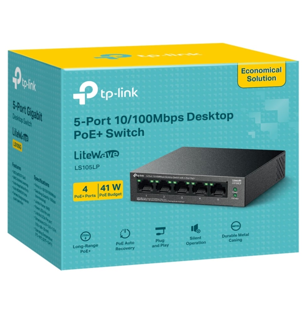 Switch TP-Link LS105LP 5 ports 10/100 Mbit/s de bureau avec 4 ports PoE+