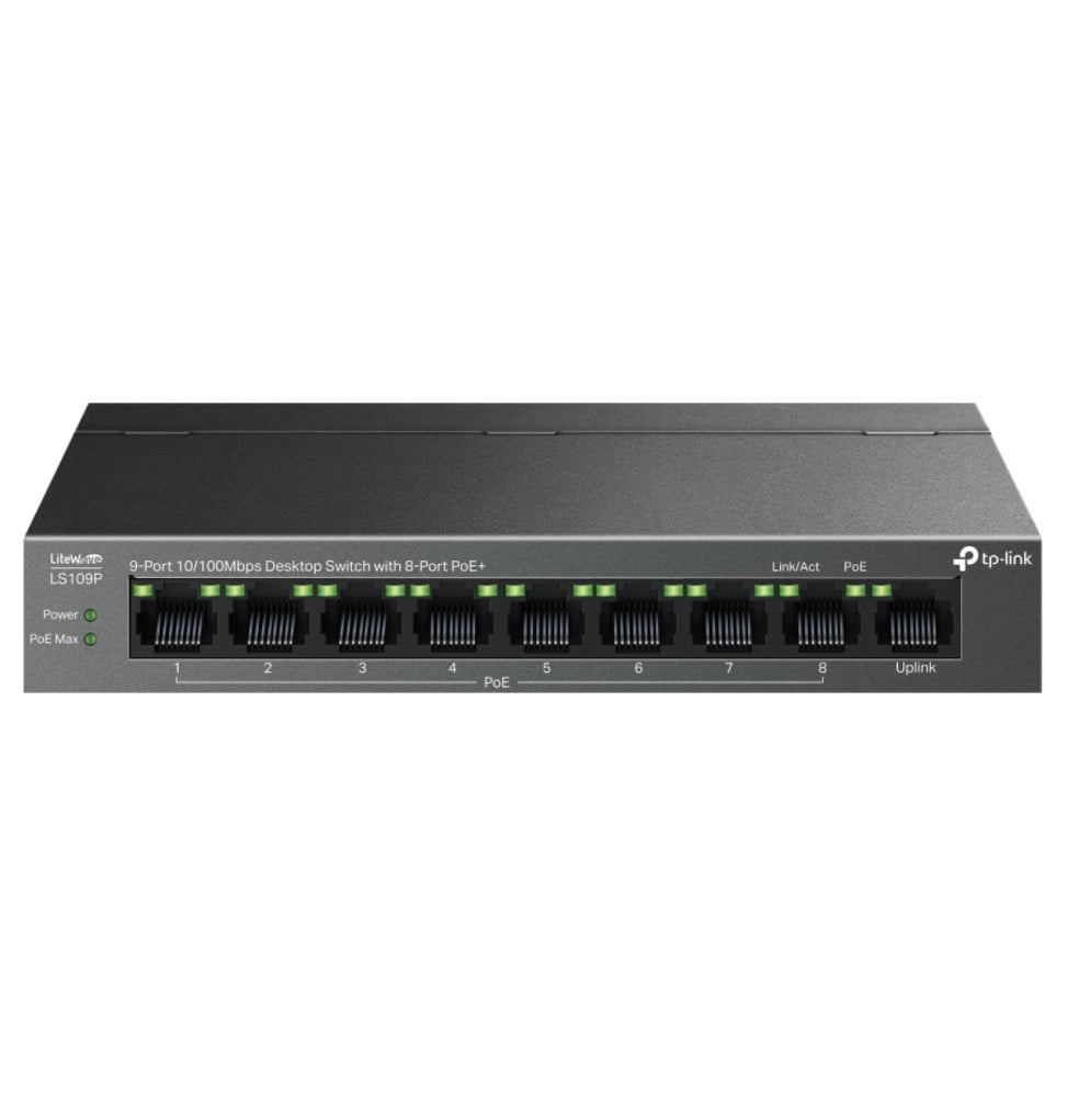 Switch TP-Link LS109P 9 ports 10/100 Mbit/s de bureau avec 8 ports PoE+