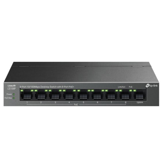 Switch TP-Link LS109P 9 ports 10/100 Mbit/s de bureau avec 8 ports PoE+