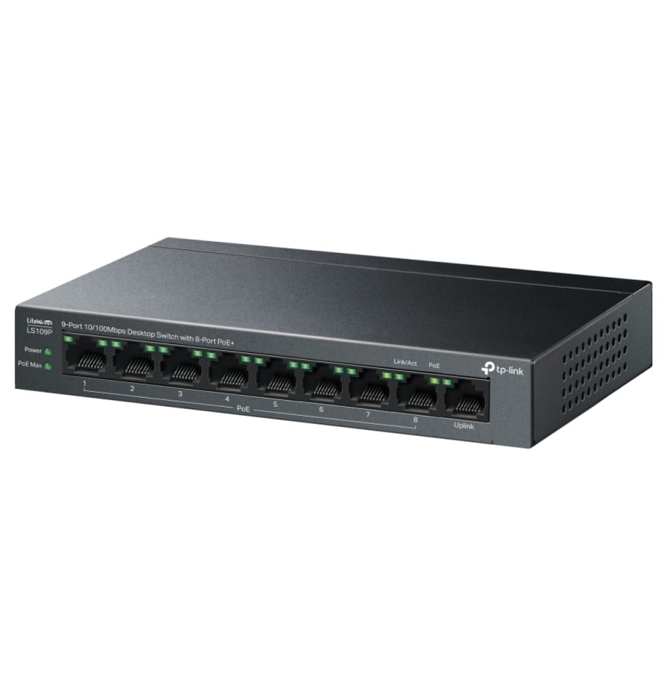 Switch TP-Link LS109P 9 ports 10/100 Mbit/s de bureau avec 8 ports PoE+