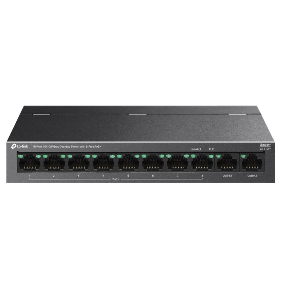 TP-Link LS110P 10-Port 10/100 Mbps Desktop Switch with 8 PoE+ Ports — image 1
