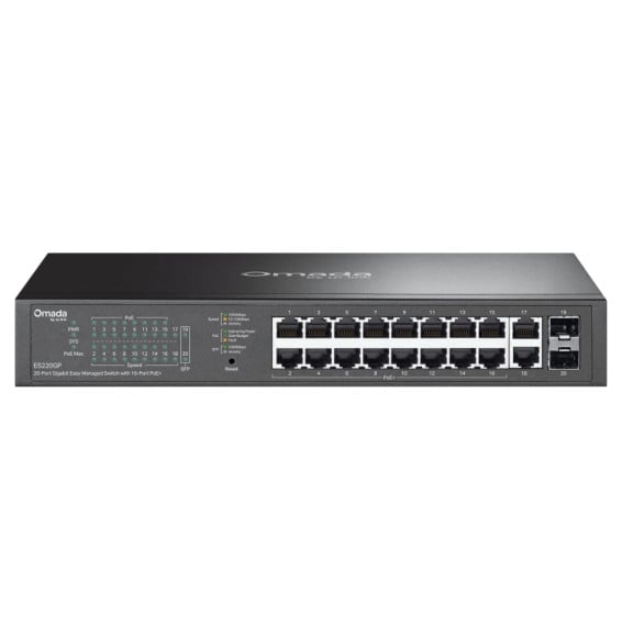 محوّل شبكة Easy Managed من TP-Link طراز ES220GP Omada بـ 20 منفذ Gigabit منها 16 منفذ PoE+