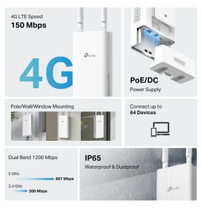 Routeur 4G LTE extérieur TP-Link Archer MR402-Outdoor AC1200 bi-bande — image 4