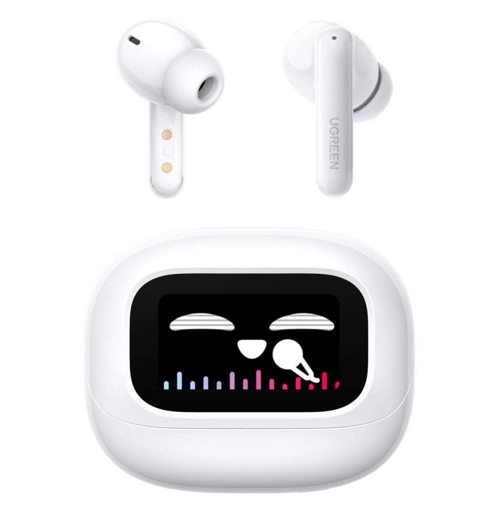سماعات أذن لاسلكية Ugreen EchoBuds Magic HiTune T6 Magic بإلغاء الضوضاء ANC وشاشة لمس، بيضاء (55137) — صورة 1