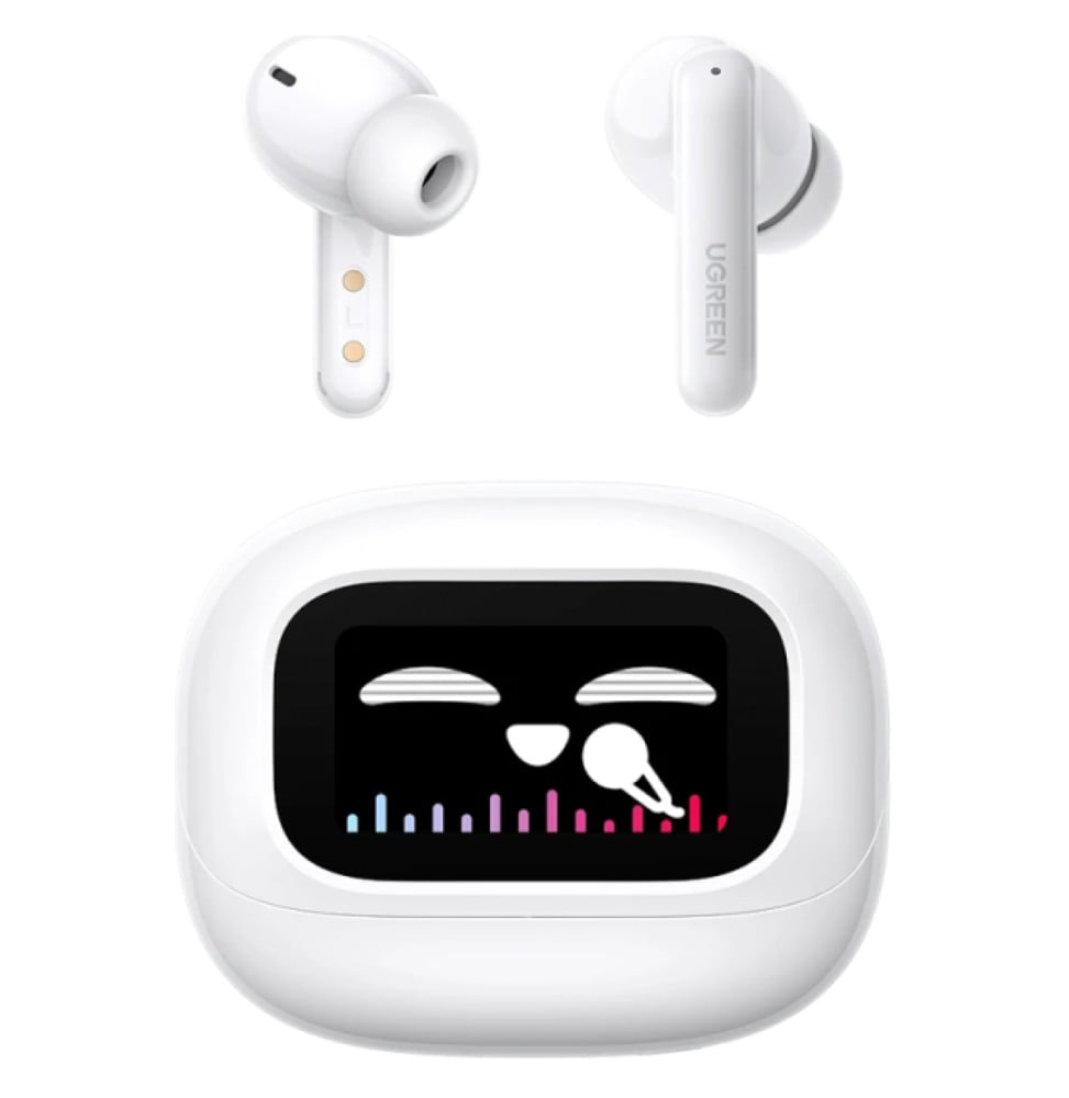 سماعات أذن لاسلكية Ugreen EchoBuds Magic HiTune T6 Magic بإلغاء الضوضاء ANC وشاشة لمس، بيضاء (55137) — صورة 2