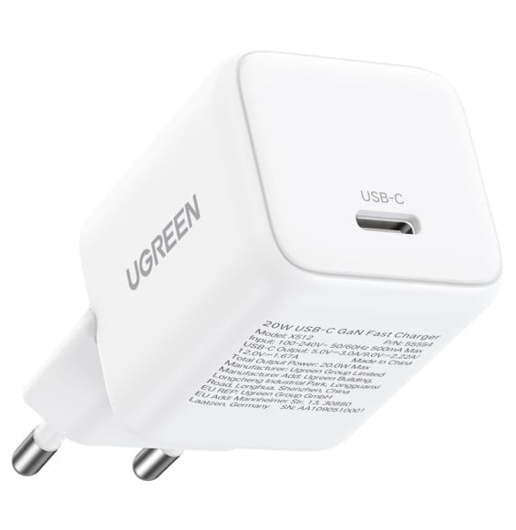 Chargeur Ugreen X512 USB-C 20W GaN Blanc (55554)