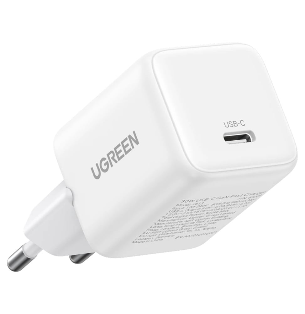 Chargeur Ugreen X513 USB-C 30W GaN Blanc (65009)