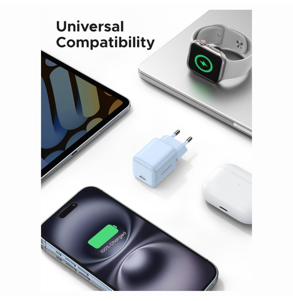 Chargeur Ugreen X513 USB-C 30W GaN Bleu (65010)