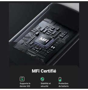 Chargeur Ugreen USB-C 20W PD avec câble USB-C vers Lightning MFi 1 m Blanc (50698) — image 3