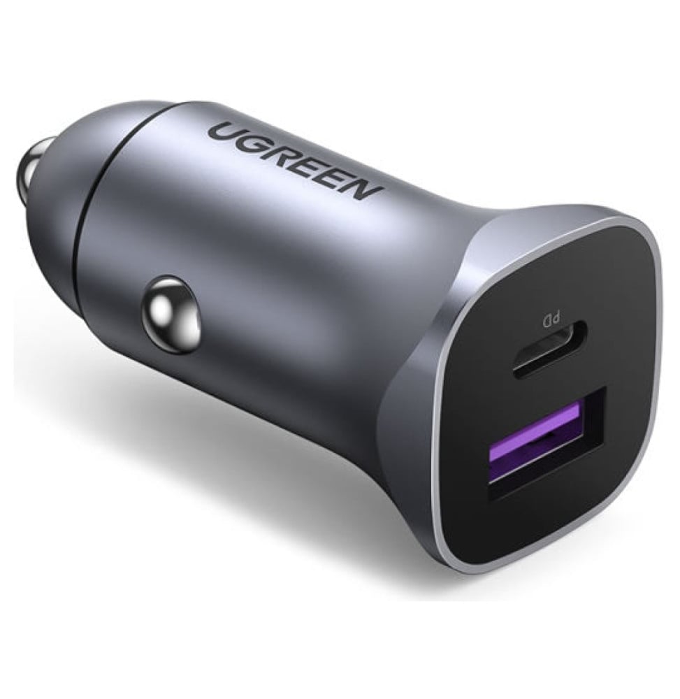 Chargeur de voiture Ugreen CD130 30W USB-C et USB-A Gris (40858)