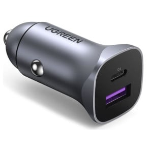 Chargeur de voiture Ugreen CD130 30W USB-C et USB-A Gris (40858)