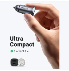 Chargeur de voiture Ugreen CD130 30W USB-C et USB-A Gris (40858) — image 2