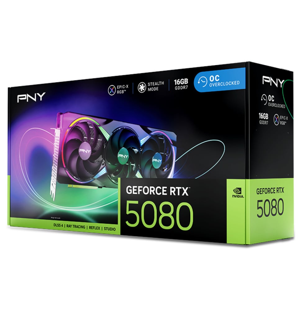 Carte graphique PNY GeForce RTX 5080 16 Go ARGB EPIC-X RGB OC Triple Fan (VCG508016TFXXPB1-O)
