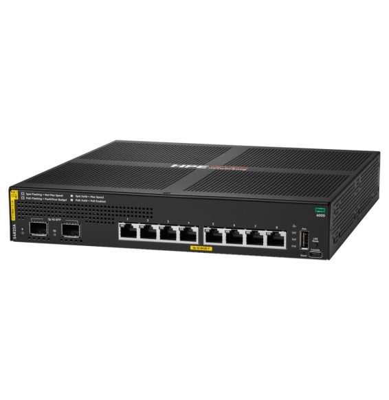Switch Administrable HPE Aruba Networking CX 6000 8 ports Classe 4 PoE 2 SFP 67 W (S4R23A)
