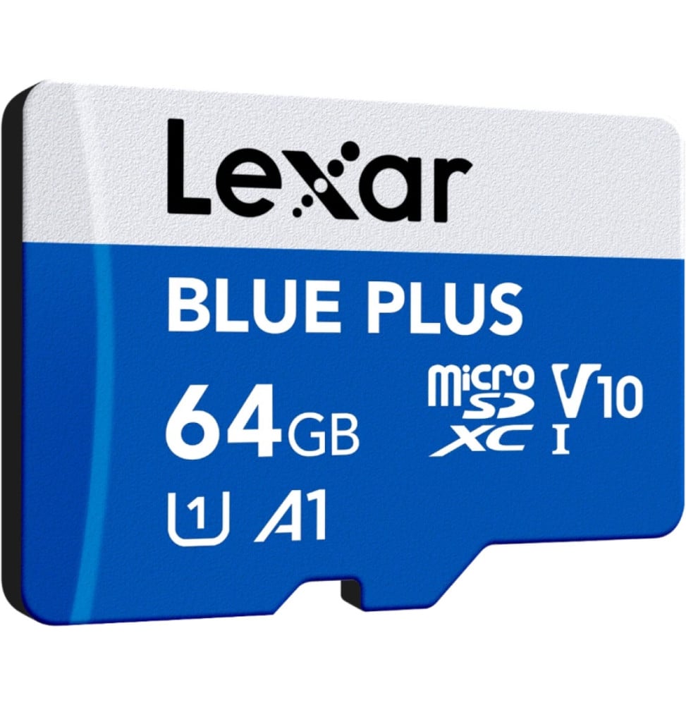 Carte microSD Lexar BLUE PLUS microSDXC UHS-I 64 Go 100 Mo/s avec adaptateur SD (LMSBLPL064G-BNANG) — image 1