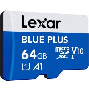 Carte microSD Lexar BLUE PLUS microSDXC UHS-I 64 Go 100 Mo/s avec adaptateur SD (LMSBLPL064G-BNANG)