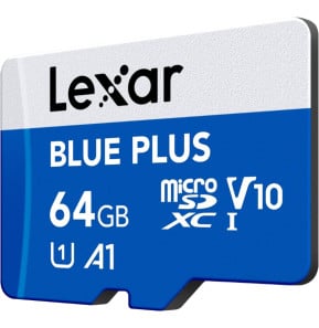 Carte microSD Lexar BLUE PLUS microSDXC UHS-I 64 Go 100 Mo/s avec adaptateur SD (LMSBLPL064G-BNANG) — image 3