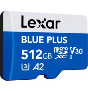Carte microSD Lexar BLUE PLUS microSDXC UHS-I 512 Go 170 Mo/s avec adaptateur SD (LMSBLPL512G-BNANG)
